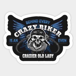 Crazy Biker Crazier Old Lady Sticker